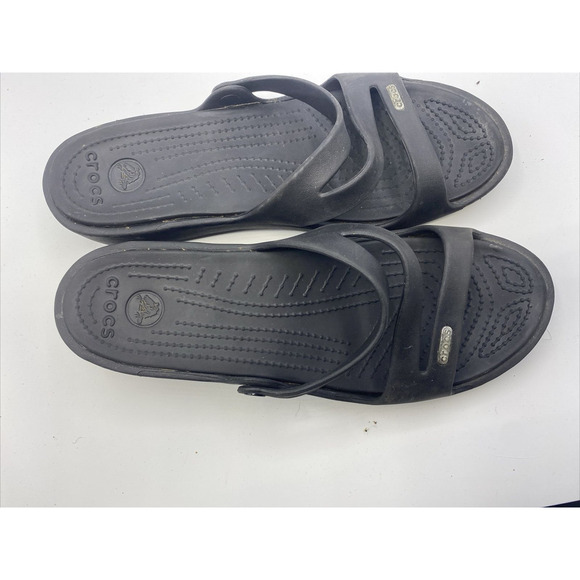 Crocs Women’s Sandals Size 10 Black - Picture 2 of 7